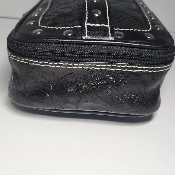 American West Studded Black Leather Toiletry Bag - Picture 9 of 14